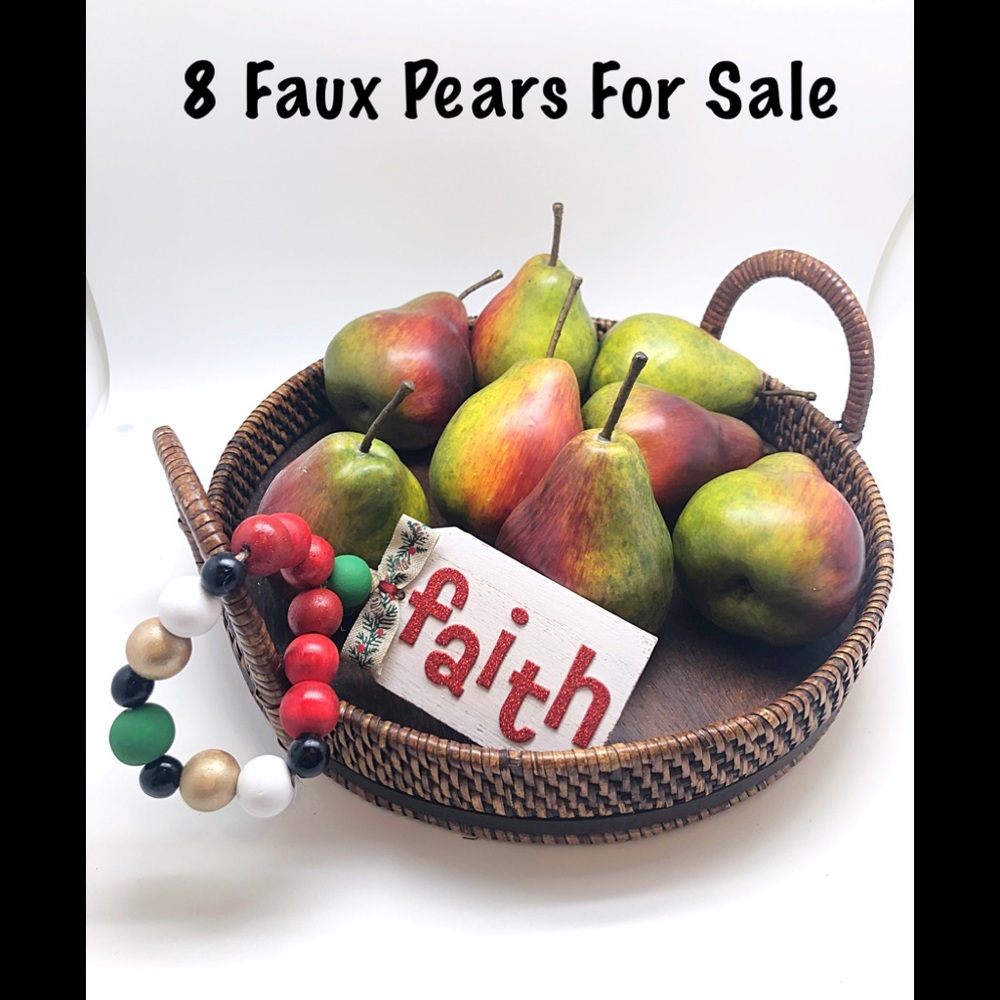 Set of 8 Faux Pears, Fill A Container, 3 Tier Decor, Christmas Table Decoration